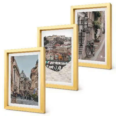 3-piece wall art set Charming city streets with views of the port and buildings