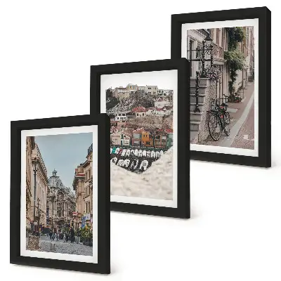 3-piece wall art set Charming city streets with views of the port and buildings