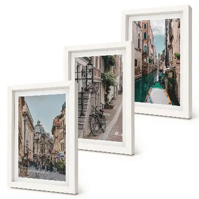 3-piece wall art set Venetian city streets with architecture and water