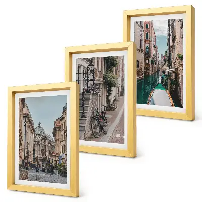 3-piece wall art set Venetian city streets with architecture and water