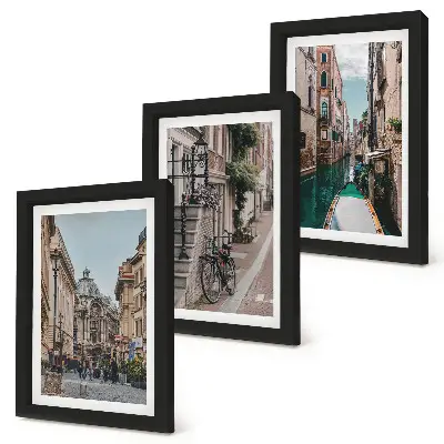 3-piece wall art set Venetian city streets with architecture and water