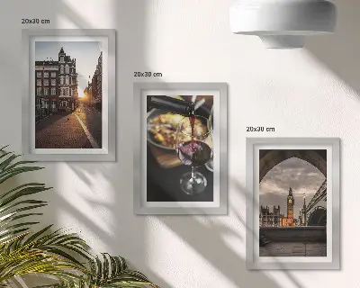 Photo frame wall gallery set featuring cityscapes, food, and London landmarks