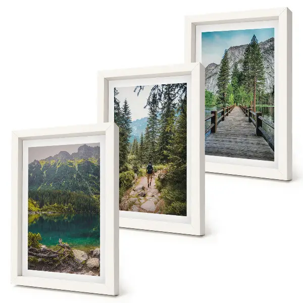 Photo frame wall gallery set mountains, lakes, forests and nature paths