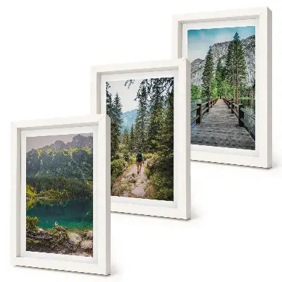 Photo frame wall gallery set mountains, lakes, forests and nature paths