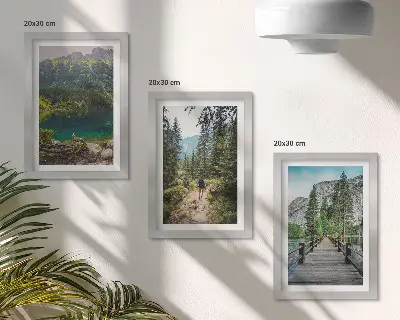 Photo frame wall gallery set mountains, lakes, forests and nature paths