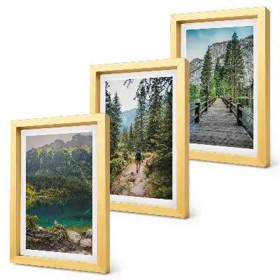Photo frame wall gallery set mountains, lakes, forests and nature paths