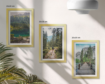 Photo frame wall Mountains, lakes, forests and paths in nature