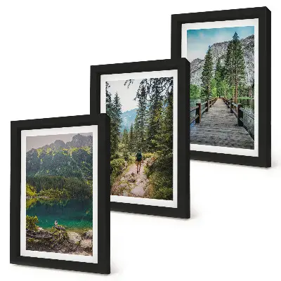 Photo frame wall gallery set mountains, lakes, forests and nature paths