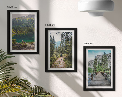 Photo frame wall Mountains, lakes, forests and paths in nature