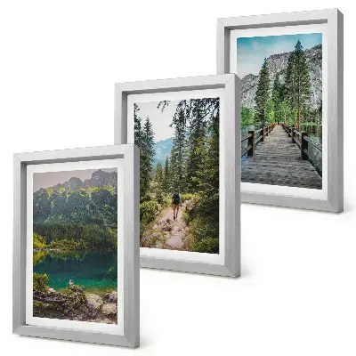 Photo frame wall gallery set mountains, lakes, forests and nature paths