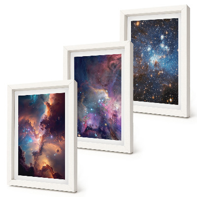 3-piece wall art set Space landscapes with stars and nebulae