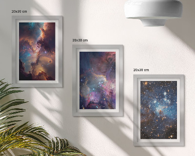 3-piece wall art set Space landscapes with stars and nebulae