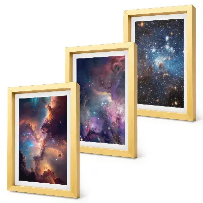 3-piece wall art set featuring space landscapes with stars and nebulae