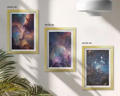3-piece wall art set featuring space landscapes with stars and nebulae