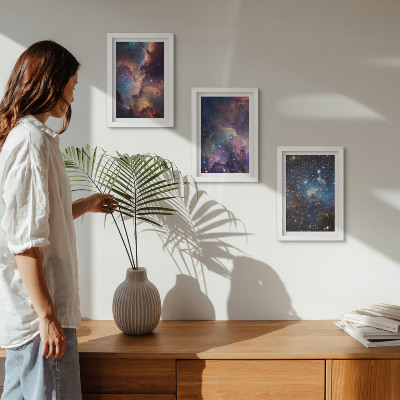 3-piece wall art set Space landscapes with stars and nebulae