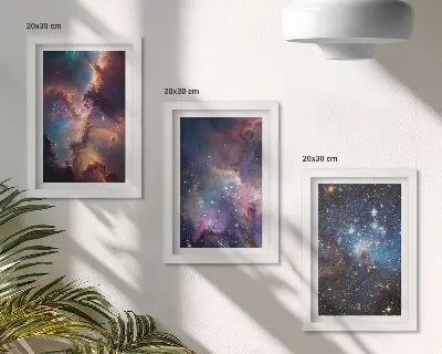 3-piece wall art set featuring space landscapes with stars and nebulae