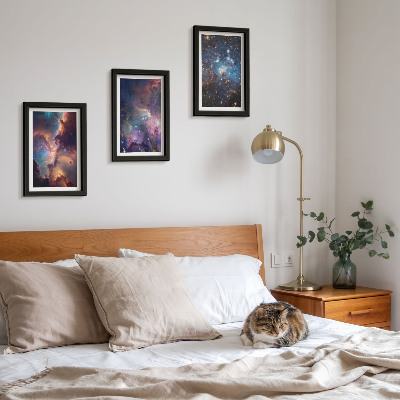 3-piece wall art set Space landscapes with stars and nebulae