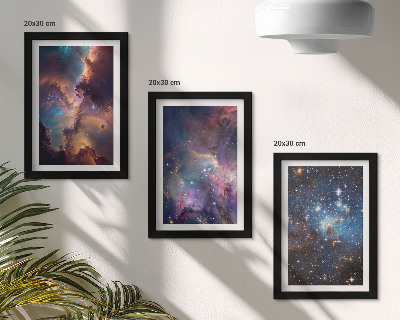 3-piece wall art set Space landscapes with stars and nebulae