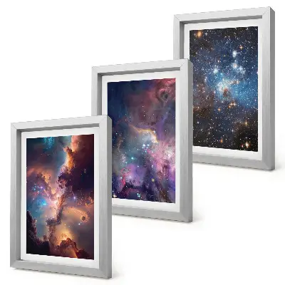 3-piece wall art set featuring space landscapes with stars and nebulae