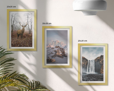 3-piece wall art set Natural wild landscapes mountains deer and waterfalls