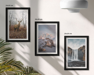 3-piece wall art set Natural wild landscapes mountains deer and waterfalls