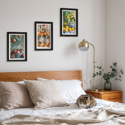 Photo frame wall Pomegranates, peaches and lemons in vases