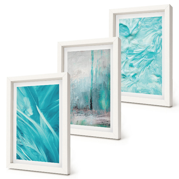 Photo frame wall Shades of blue in delicate abstract patterns