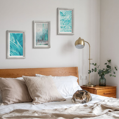 Photo frame wall Shades of blue in delicate abstract patterns