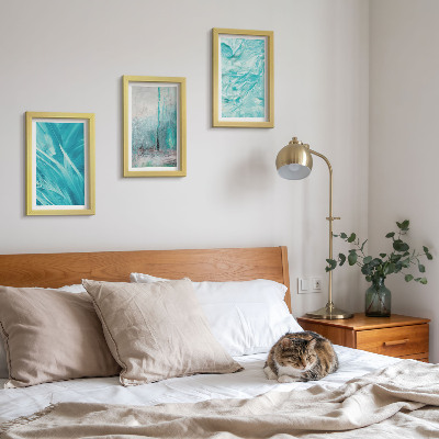 Photo frame wall Shades of blue in delicate abstract patterns