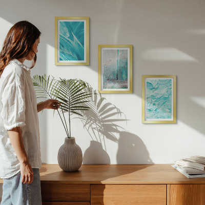 Photo frame wall Shades of blue in delicate abstract patterns