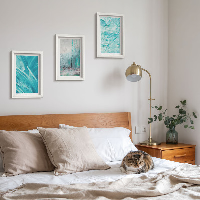 Photo frame wall Shades of blue in delicate abstract patterns