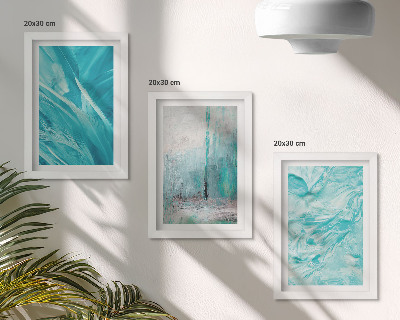 Photo frame wall Shades of blue in delicate abstract patterns