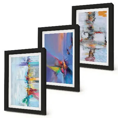 Abstract compositions painting framed triptych