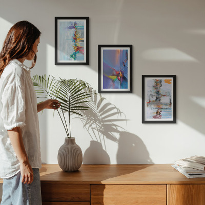 Framed triptych Abstract compositions painting style