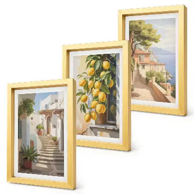 Charming streets with lemons and sea views framed triptych