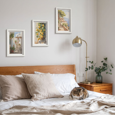 Framed triptych Charming streets with lemons and sea views