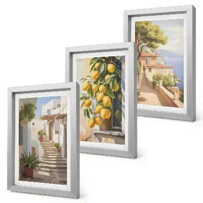 Charming streets with lemons and sea views framed triptych