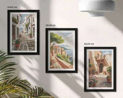 Photo frame wall Picturesque streets with houses and potted plants