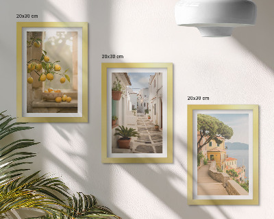 Photo frame wall Citrus tree view from the window and seaside architecture