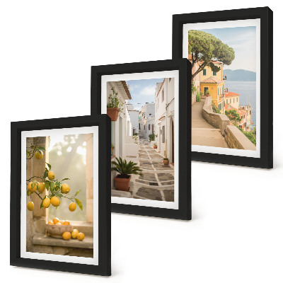 Photo frame wall Citrus tree view from the window and seaside architecture