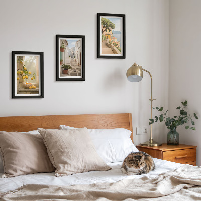 Photo frame wall Citrus tree view from the window and seaside architecture