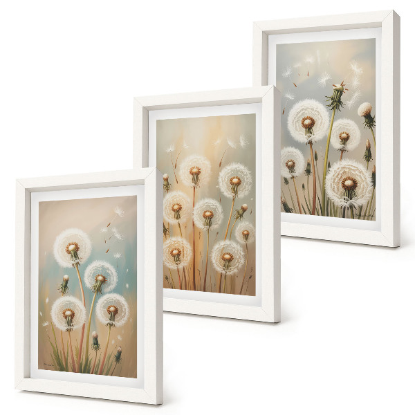 Photo frame wall Dandelion flowers against a background of pastel colors