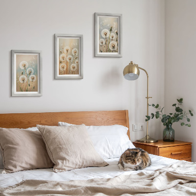 Photo frame wall Dandelion flowers against a background of pastel colors