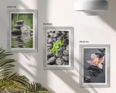 Photo frame wall peaceful zen composition of stones and flowers on water