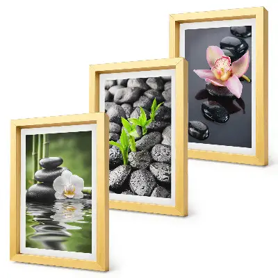 Photo frame wall peaceful zen composition of stones and flowers on water