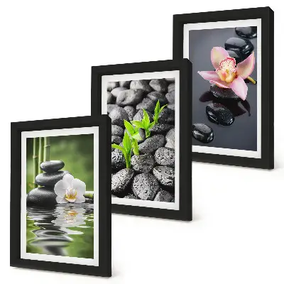 Photo frame wall peaceful zen composition of stones and flowers on water