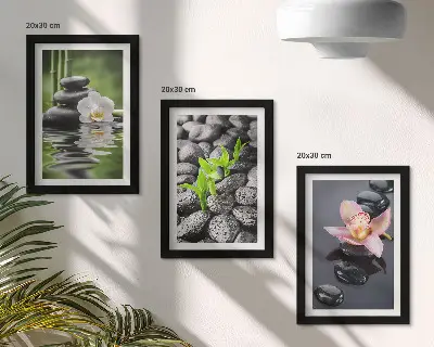 Photo frame wall peaceful zen composition of stones and flowers on water