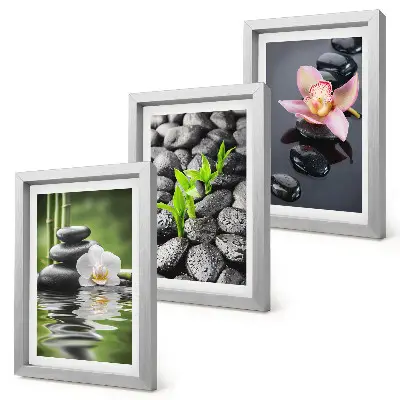 Photo frame wall peaceful zen composition of stones and flowers on water
