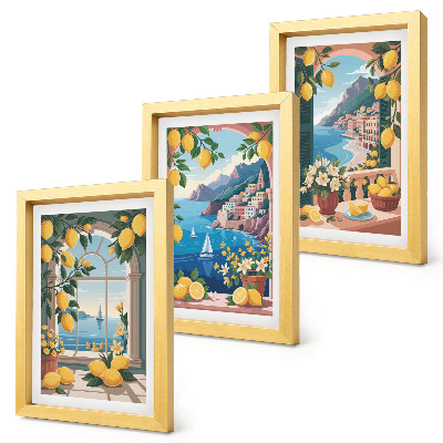 Photo frame wall Sea view window with Italian lemons