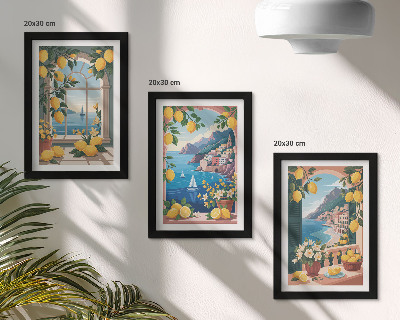 Photo frame wall Sea view window with Italian lemons